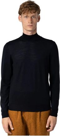 Drumohr Blauwe Wollen Coltrui - Heren - Coltruien - Blauw - L - Wol - Truien & Vesten