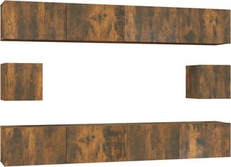 vidaXL 6 Piece TV Cabinet Set Smoked Oak Engineered Wood vidaXL