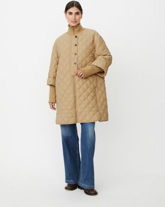 Masai Talvire High Neck Long Sleeve Coat in Travertine at Nordstrom, Size Xx-Large