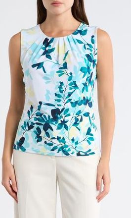 Calvin Klein Leaf Sleeveless Top in White Multi at Nordstrom Rack, Size X-Large