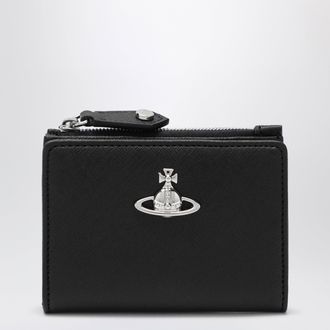 Vivienne Westwood Small black leather wallet with Orb logo