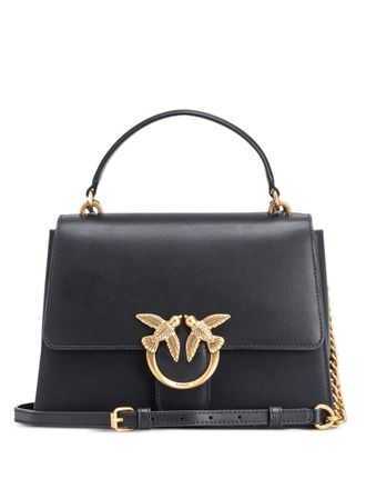 Pinko Structured Cow Leather Tote Bag With Bird Clasp Detail