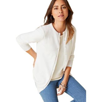 Jessica London Fine Gauge Button-Front Cardigan in White at Nordstrom, Size 20
