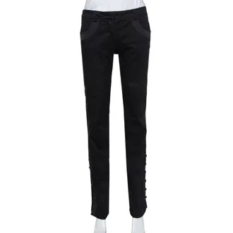 Emporio Armani Black Side Trim & Button Detail Trousers