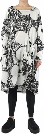 Rundholz Cotton Slub Jersey Round Neck Midi Dress In Black White