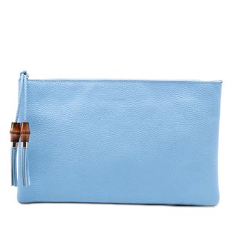 Gucci Pre-owned Womens Calfskin Bamboo Tassel Clutch - Light Blue Leather - One Size