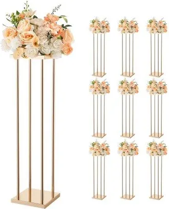 OEM Soporte Floral Geom&eacute;trico Para Bodas, 10 Uds, Dise&ntilde;o Cl&aacute;sico Cil&iacute;ndrico C&uacute;bico, Con Laminado Met&aacute;lico, Ideal Para Bodas, Fiestas, Cumplea&ntilde;os Y El Hoga