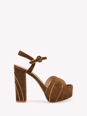 Gianvito Rossi Tamara Sandals in Brown Suede And Nappa at Nordstrom, Size 41.5