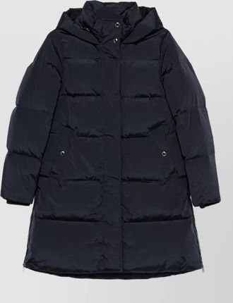 Woolrich quilted long down hooded coat