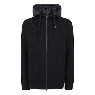 Herno C&aacute;rdigan de punto de canal&eacute; con peto y capucha desmontables - Knitwear - Hombre - Azul - 2XL