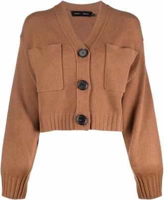 Proenza Schouler Sofia Cardigan - Dames - Cashmere truien - Bruin - L - Nylon - Truien & Vesten