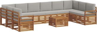 vidaXL Conjunto De Sof&aacute;s De Exterior 11 Uds. Gris Natural Y Claro Vidaxl