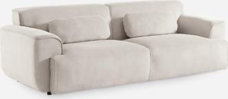 Sweeek Sof&aacute; En Terciopelo Pana Fina De 3 Plazas, Wallas Terciopelo, Gris Beige, 230x98x73 Cm