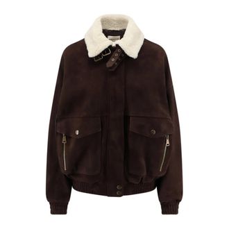 Semicouture Su&egrave;de Jas - Dames - Jassen - Bruin - S - Su&egrave;de - Jassen