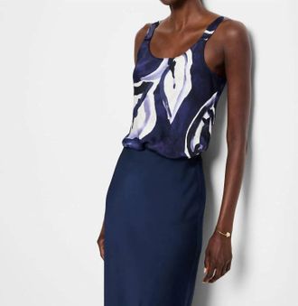Nic+Zoe Watercolor Vines Camisole In Indigo Multi