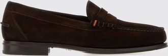 Santoni Penny Loafers in Suede Leather with Saddle Strap and Round Toe