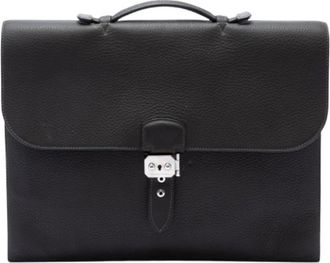 Herm&egrave;s Vintage, unisex, Zwart, ONE Size, Leer, Pre-owned Sac a Depeches 38