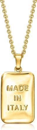 Ross-Simons Italian 18kt Gold Over Sterling Made in Italy Tag Pendant Necklace