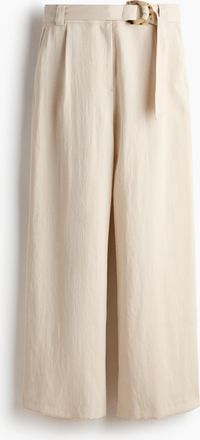 H&M Weite Hose mit G&uuml;rtel - Beige