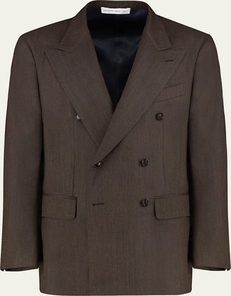 Umit Benan Mens Pietro Melange Wool Double-Breasted Blazer