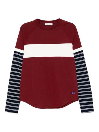 Wales Bonner stripe-panel T-shirt - men - Organic Cotton - L - Red