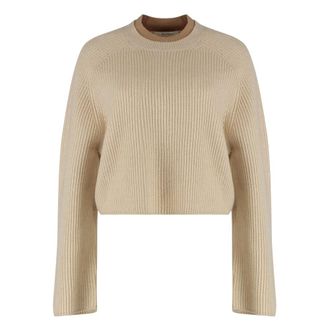 Max Mara Truien - Dames - Ronde hals truien - Beige - XS - Truien & Vesten