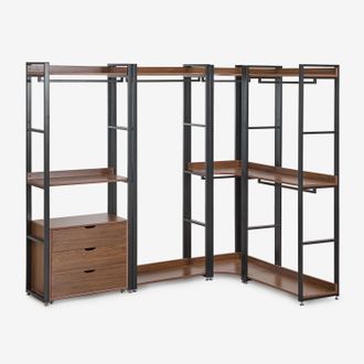 Sklum Armario Modular Abierto Esquinero De 4 Piezas En Acero Y Madera Ariaster Sklum