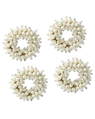 Tiramisu Set Of 4 Sculpted Cr&egrave;me Pearl Wreath Napkin Rings