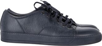 Lanvin Pre-owned Mens Lace-Up Low-Top Sneakers in Navy Blue Leather - Size UK 10