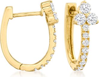 Ross-Simons Diamond Trio Huggie Hoop Earrings in 14kt Yellow Gold