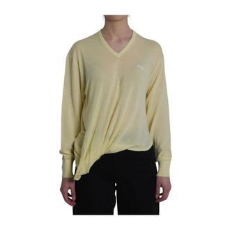 Loewe V-neck Knitwear, female, Yellow, Size: XS Wool V-neck Sweater