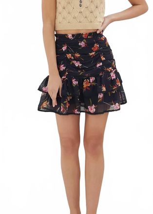 Lost + Wander Floral Tiered Skirt In Black