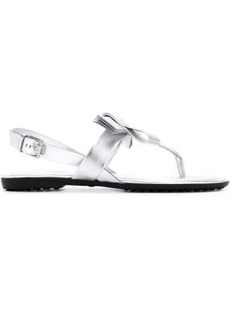 Tod's bow detail metallic sandals