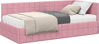 vidaXL Struttura Letto Angolare Con Materasso 2 Pz Grigio Velluto Vidaxl