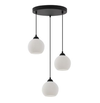 OEM L&aacute;mpara Colgante Riffle Negra 3 Placas Pantalla Blanca Bola E27