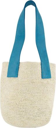 Sensi Studio Mini Stro Turquoise Leren Tas - Dames - Schoudertassen - Beige - ONE Size - Leer - Tassen