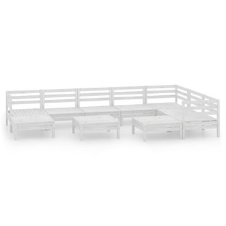 vidaXL Juego De Muebles De Jard&iacute;n 10 Piezas Madera Maciza Pino Blanco Vidaxl