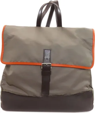 Prada Black Gray Orange Nylon Backpack (Pre-Owned)