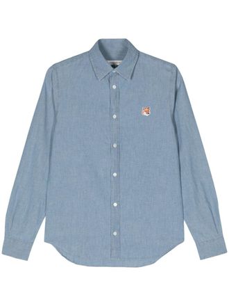 Maison Kitsuné Fox Head-patch cotton shirt - Blue