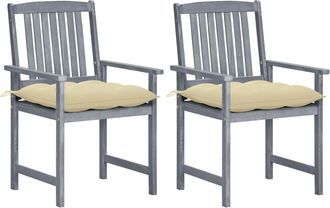 vidaXL Sillas De Jard&iacute;n Con Cojines 2 Uds Madera Maciza De Acacia Gris Vidaxl