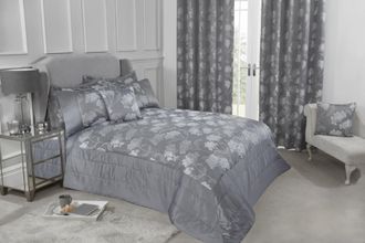 Emma Barclay Blossom - Embellished Jacquard Quilted Bedspread Set in Silver - Emma Barclay | TJ Hughes