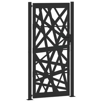 Berkfield Home Garden Gate Black 105x205 cm Steel Light Design