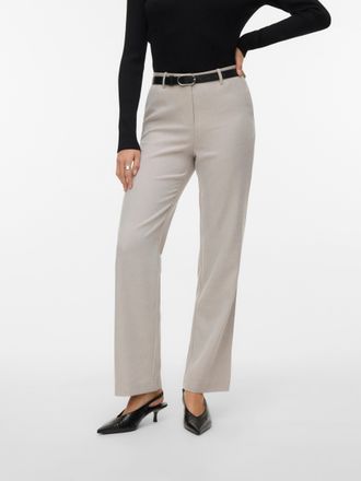 Vero Moda Anzughose VERO MODA VMZAMIRA BESTIE MW STRAIGHT PANT NOOS, Damen, Gr. XL, L&auml;nge 32, light grau melange, Web, Obermaterial: 94% Polyester, 4% Viskose, 