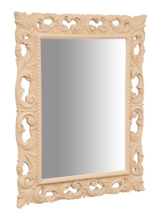 Biscottini International Espejo De Pared De Colgar De Madera En Acabado Aspero Hecho En Italia