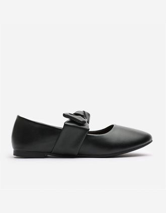 Where's That From Womens Bow Mary Janes Flats - Black - Size: 5