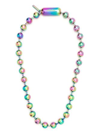 AMBUSH iridescent-effect ball chain necklace - unisex - Brass - One Size - Green