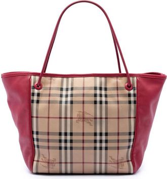 Burberry Pre-owned Burberry Small Haymarket Check Coated Canvas and Calfskin Canterbury Tote Ladies TXLKHR65IZBOWM8R