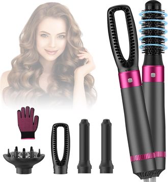 OEM Set De Peinado 5 En 1, Secador De Pelo De 1000 W, Con 3 Ajustes De Temperatura, Rizador De Iones Negativos, Cepillo T&eacute;rmico Y 5 Accesorios Para Alisar