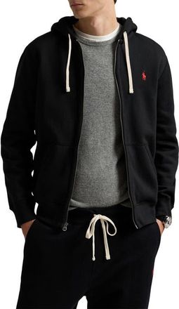 Polo Ralph Lauren Cotton Blend Fleece Zip Front Hoodie in Polo Black at Nordstrom, Size Xx-Large