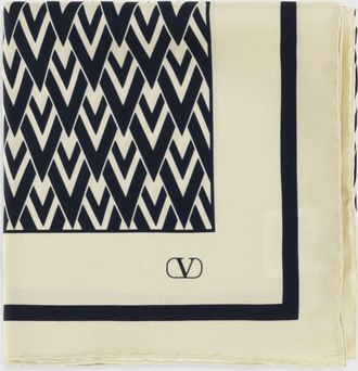 Valentino Garavani Foulard quadrato in seta con stampa monogram e logo